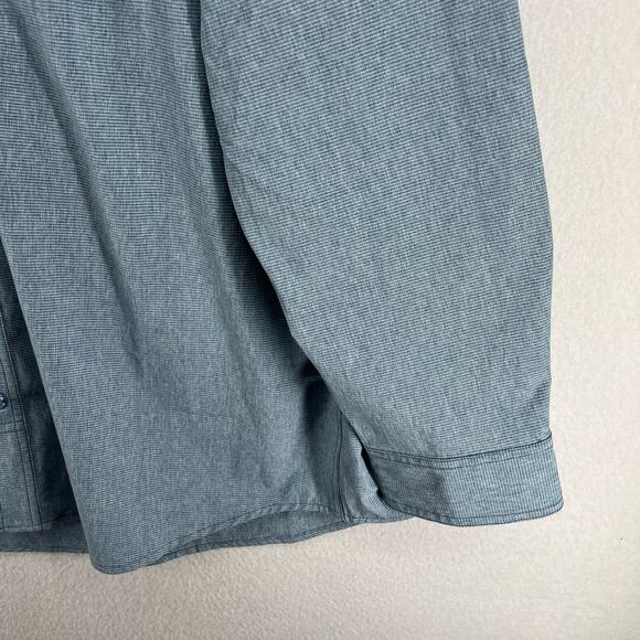 DULUTH TRADING Shirt Mens XLT Tall Stripe Button Up Vented Roll Tab Sleeve Blue - Picture 11 of 16